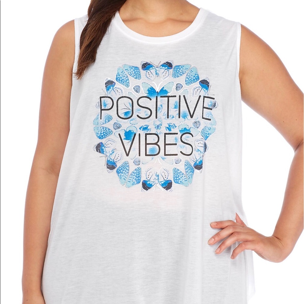 Zelos positive vibes graphic tank. Size 1X